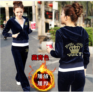 时尚运动休闲卫衣加绒加厚两件套天鹅绒秋冬新款金丝绒时髦套装女