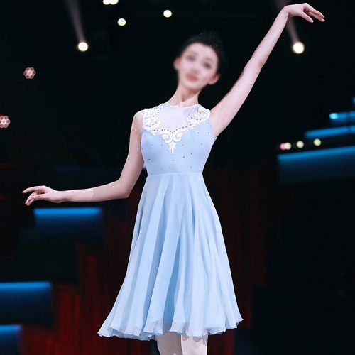 庆然现代舞蹈服新款无袖连衣短裙