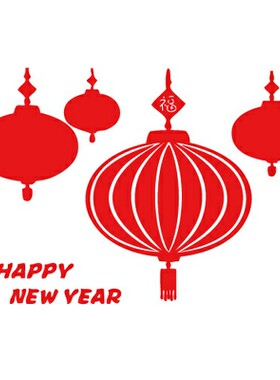 新居镂空中国结灯笼商场玻璃贴纸