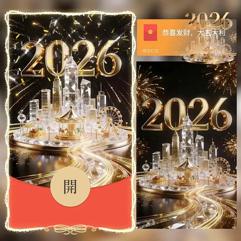 2026新年快乐烟花红包封面微信跨年仪式感情侣WX皮肤动态音乐高级