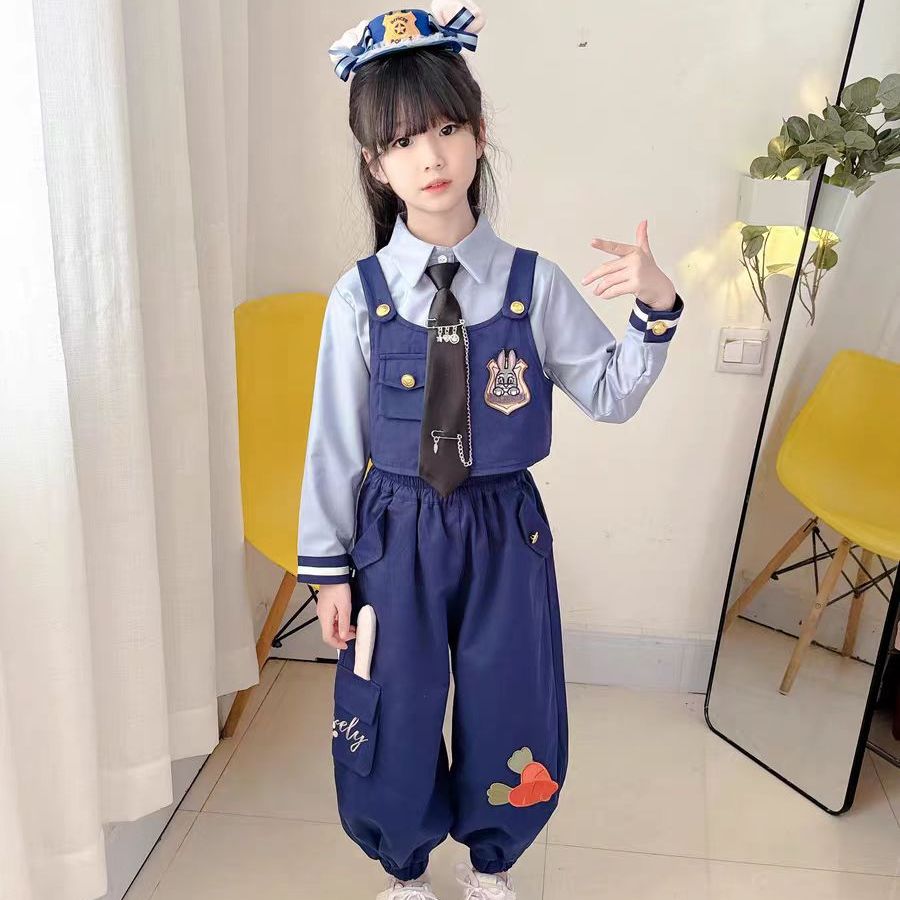 男女童套装疯狂动物城元旦演出服女童朱迪兔子警官儿童cos表演服