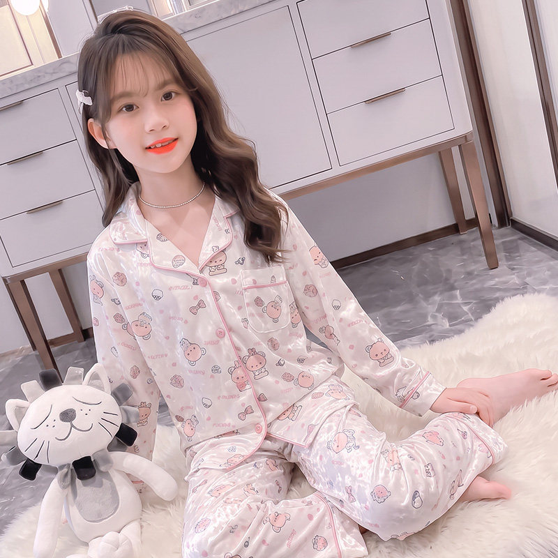 女童金丝绒睡衣套装春秋新款女孩开衫家居服两件套中大儿童秋装潮