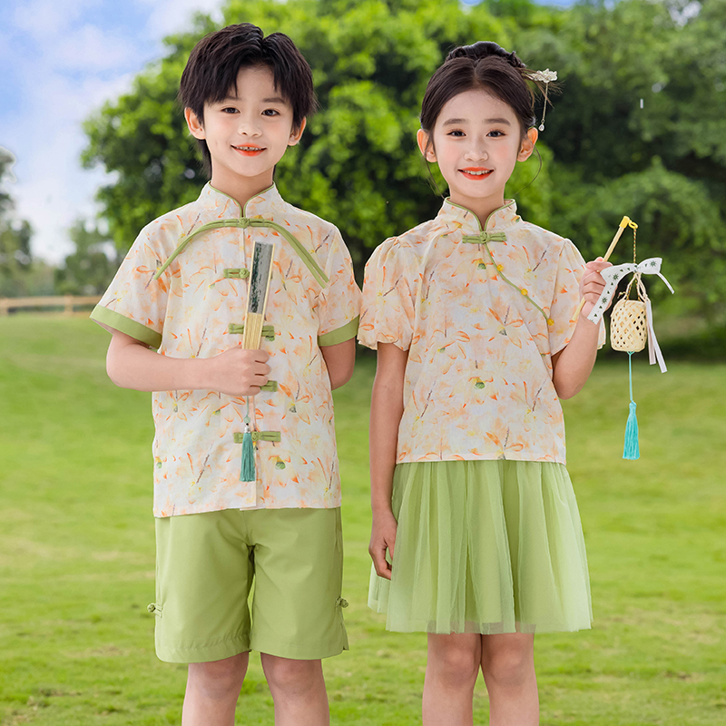 六一儿童汉服表演服夏季男童小学生演出服女童朗诵合唱班服中国风