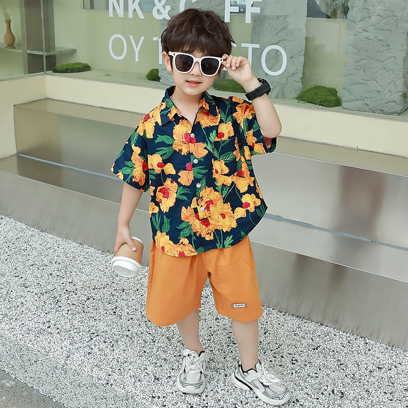 港风夏季男童两件套表演