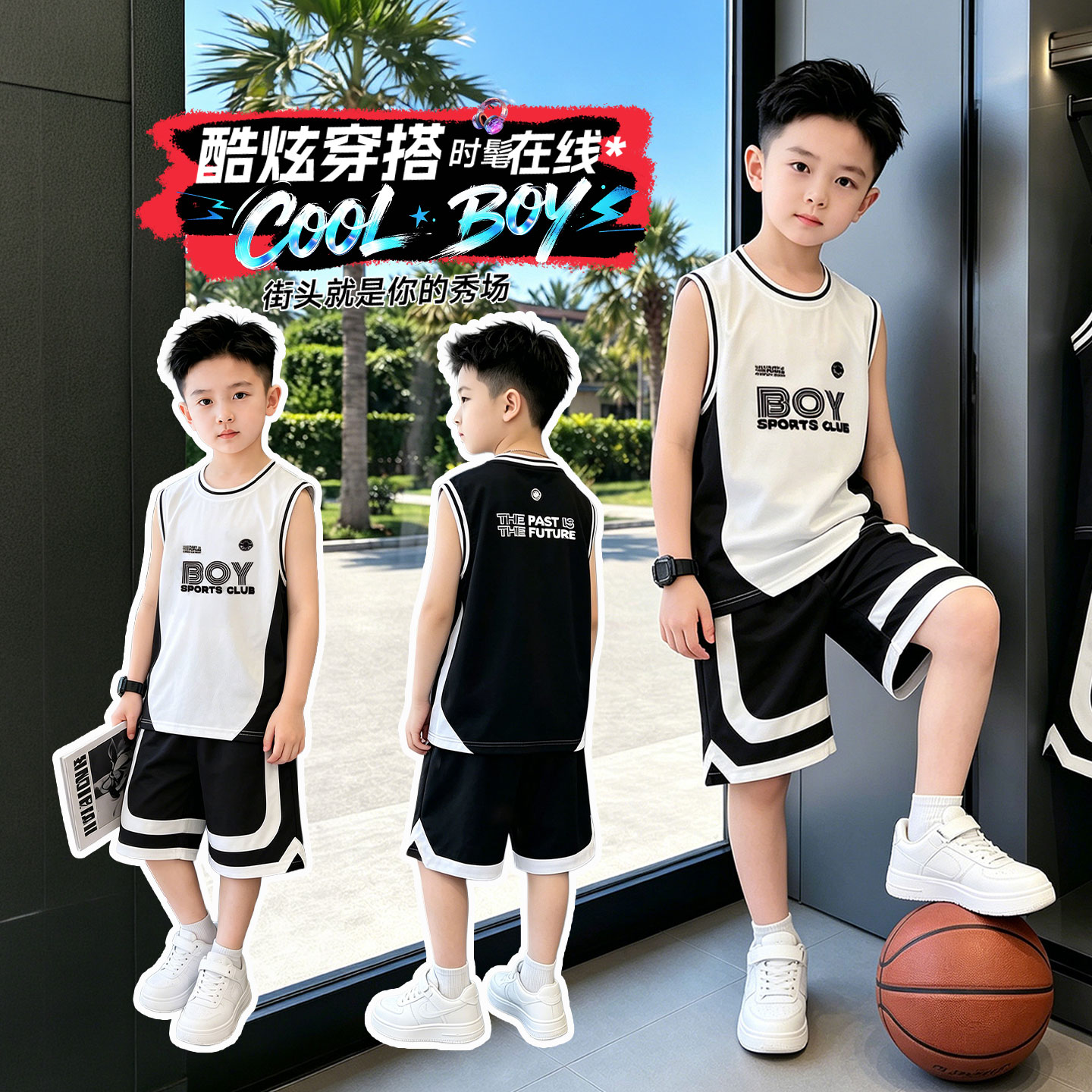 男童夏装无袖套装2026年新款中大童运动速干夏款球服儿童夏季凉爽