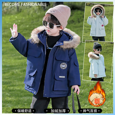 男童加绒加厚冬季派克服棉服时髦
