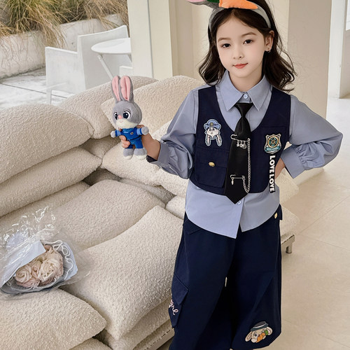 男女童套装疯狂动物城尼克狐狸演出服春秋朱迪警官儿童cos服装
