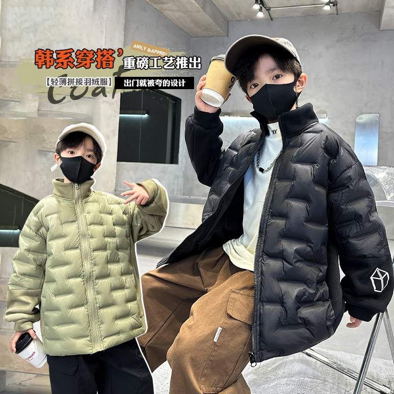 羽绒服男童白鸭绒校服神器冬季