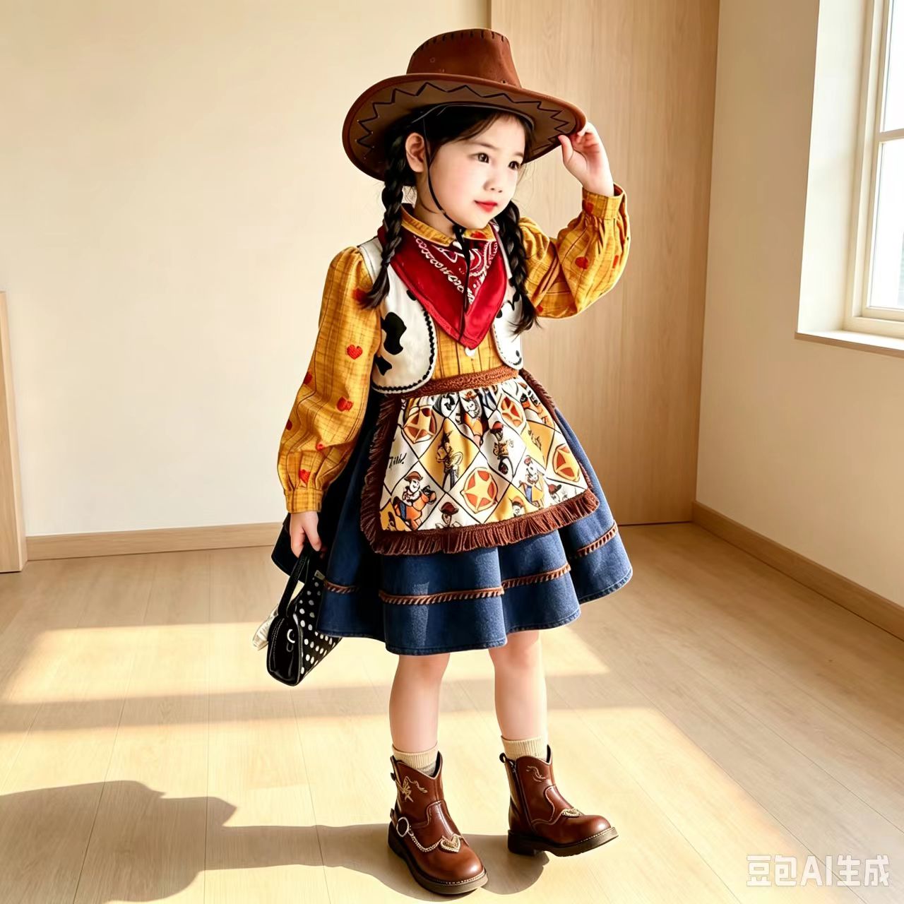 胡迪套装裙表演服秋季女孩连衣裙玩具总动员演出服万圣节cos服童
