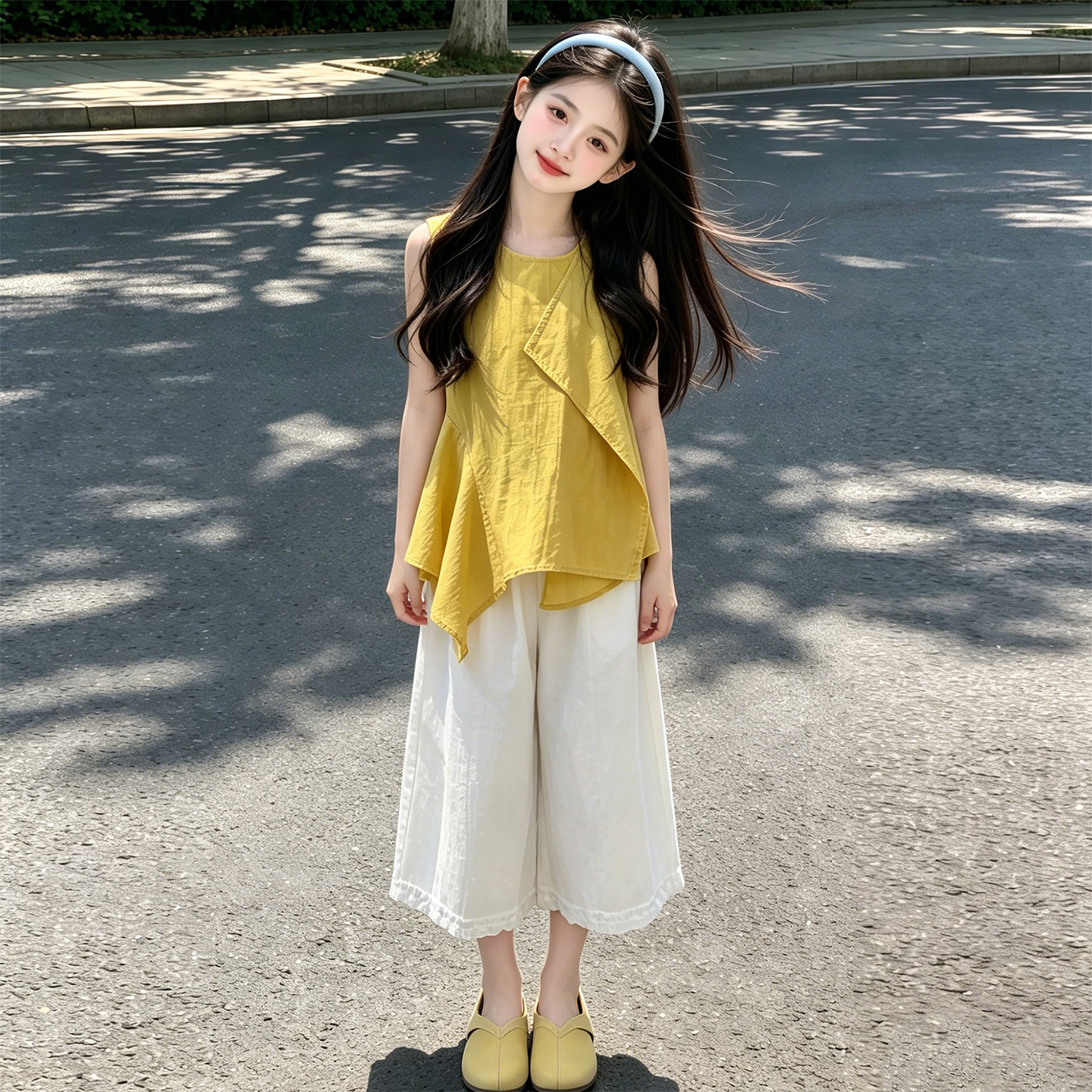 女童休闲套装夏季韩版女孩不规则上衣两件套中大童休闲童装衣服
