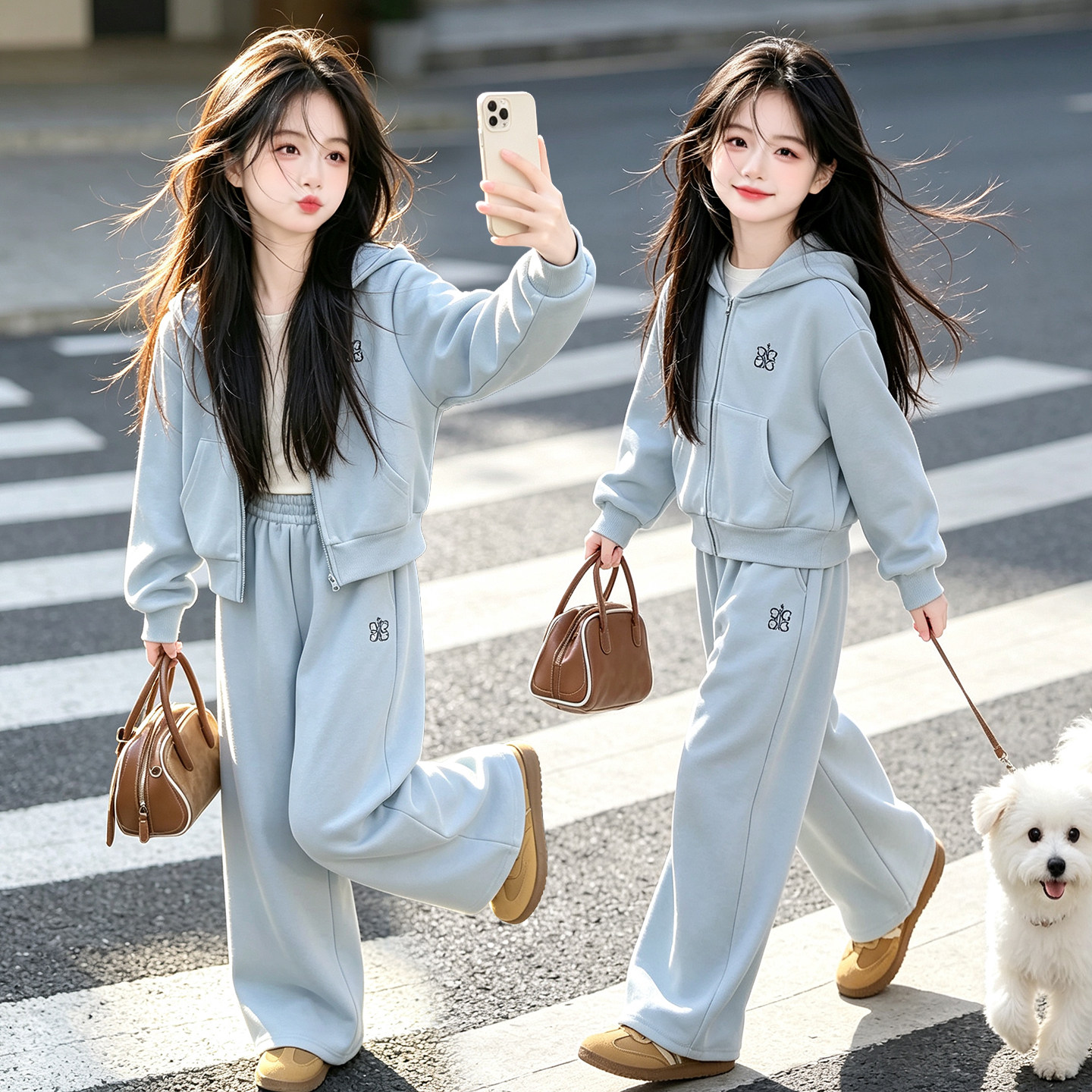 女童外套秋季新款儿童爆款运动装中大童休闲套装时尚童装衣服