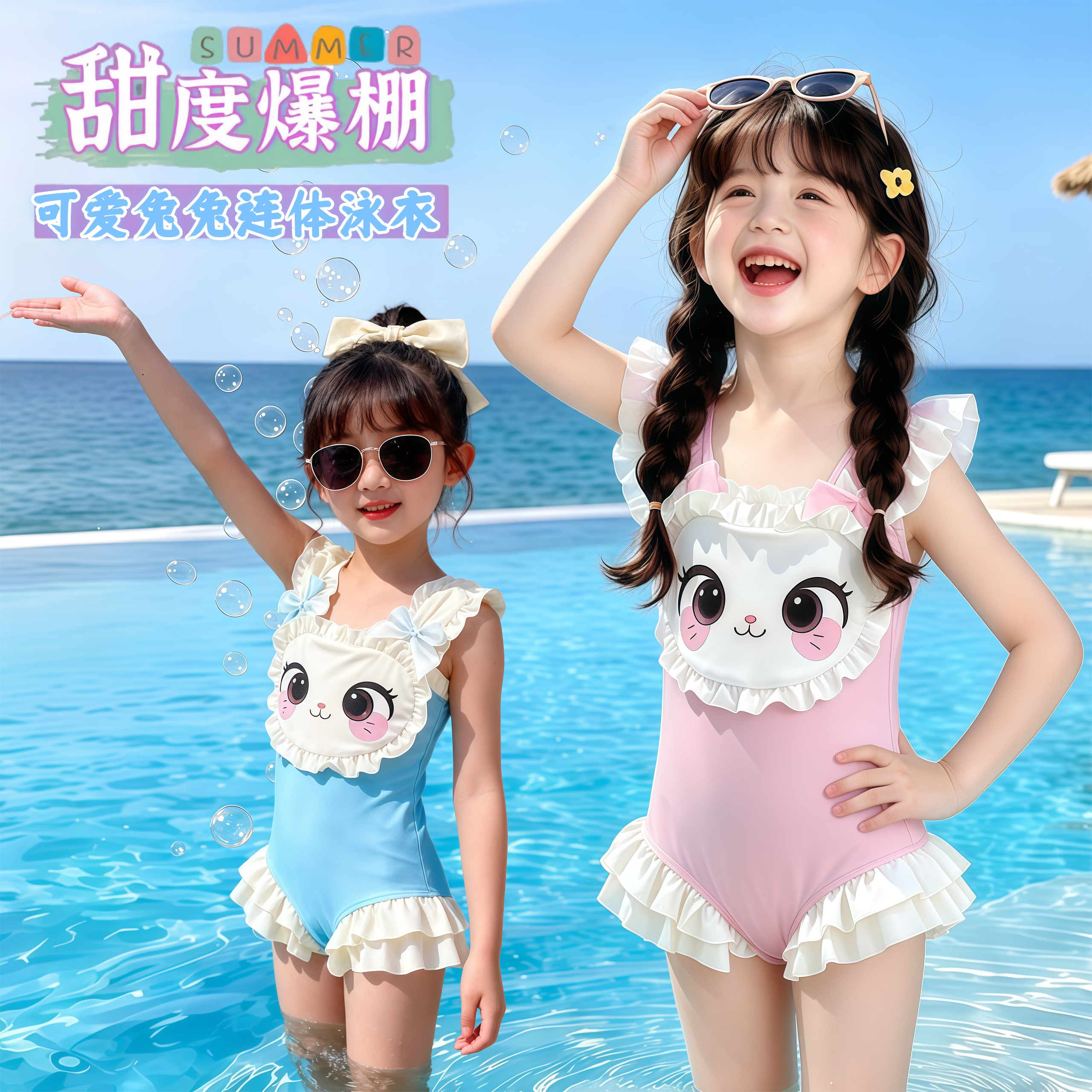 女童连体泳衣夏季女孩宝宝潜水服中小儿童洋气女孩网红爆款游泳服