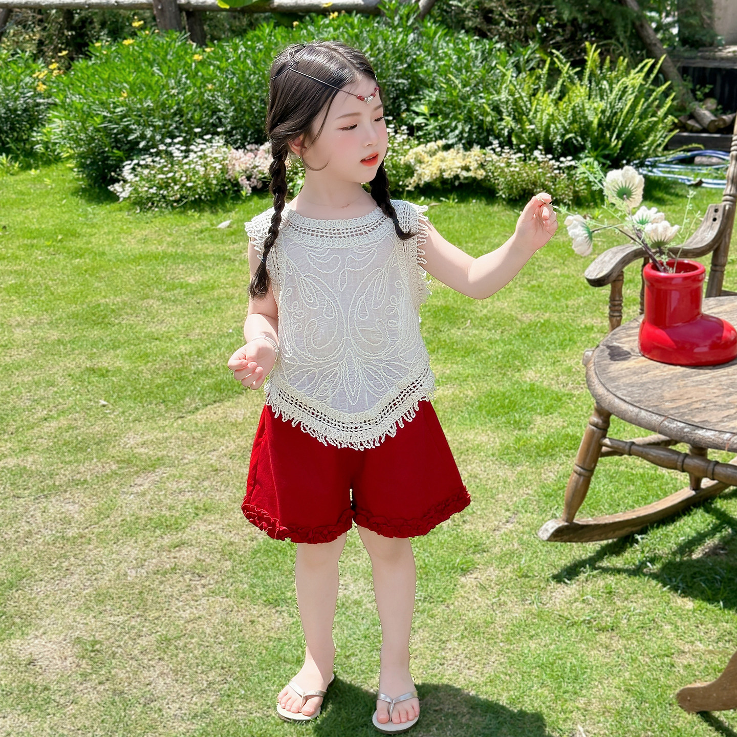 女童背心套装夏季韩版女孩薄款两件套小童上衣休闲裤2026年新款潮