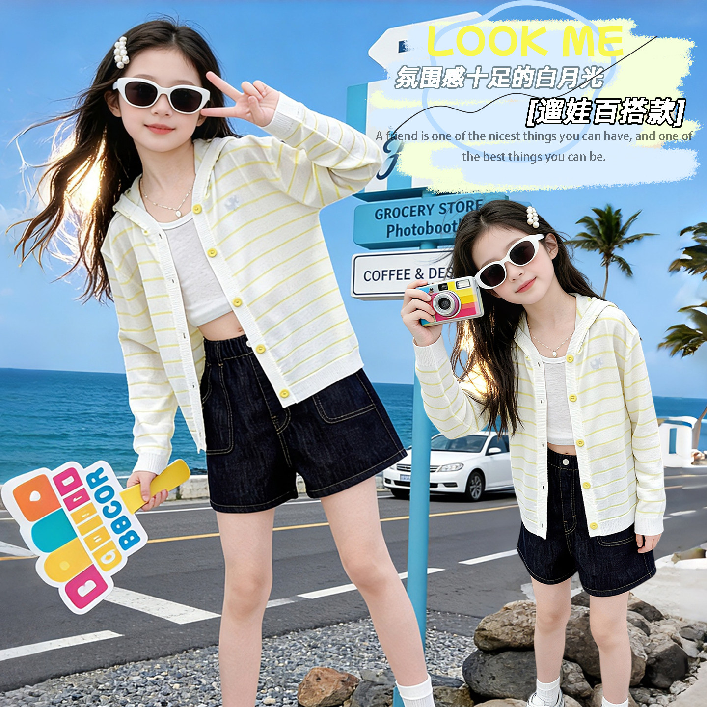 女童防晒衣夏季新款韩版女孩短裤两件套大童运动套装休闲运动装