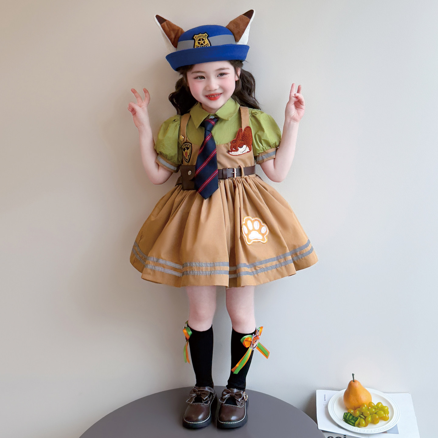 女童疯狂动物城朱迪假两件连衣裙演出服夏季兔子警官cos服尼克裙