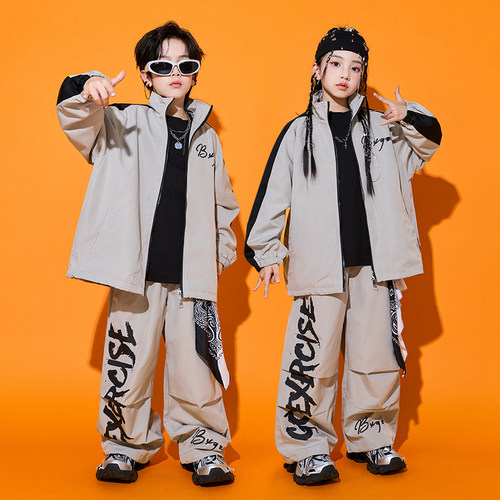元旦儿童演出服街舞潮装男童嘻哈套装hiphop潮牌女爵士舞表演服装