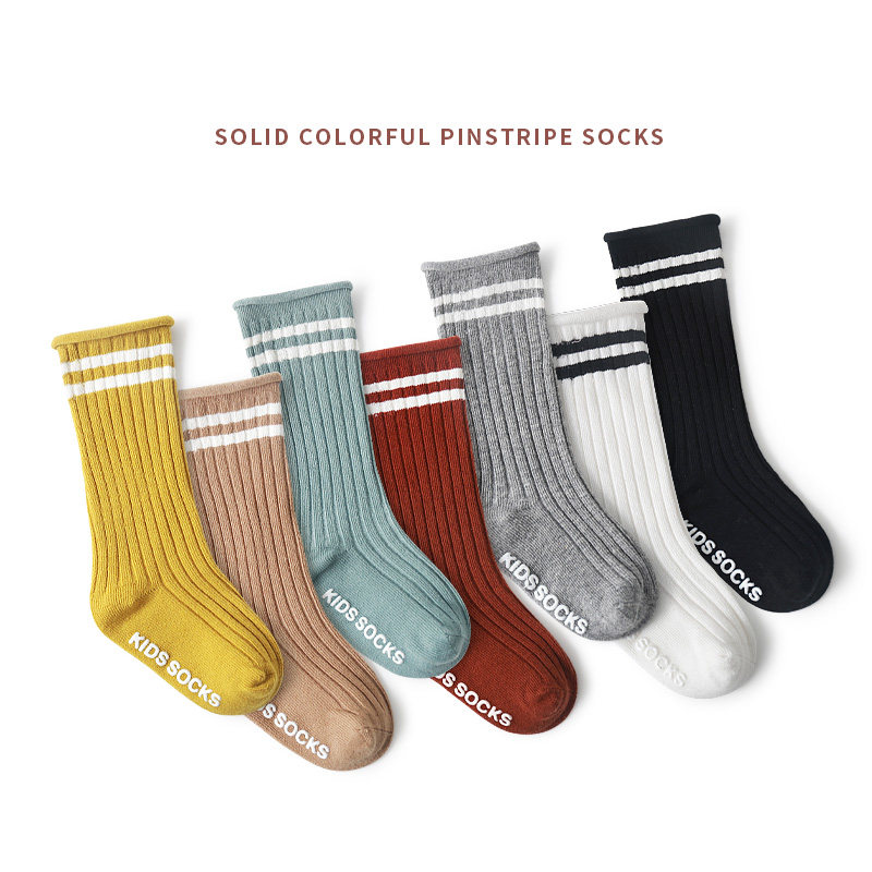 婴儿袜子纯棉春秋冬季宝宝中长筒袜松口无骨款男女儿童地板袜防滑