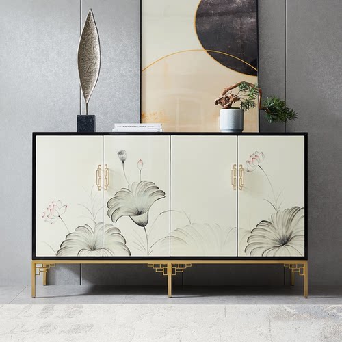 新中式风实木客厅入户收纳柜