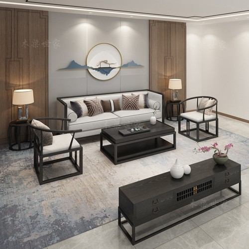 新中式风大小户型样板房实木沙发