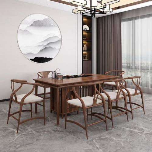 新中式茶楼实木沙发禅意民宿