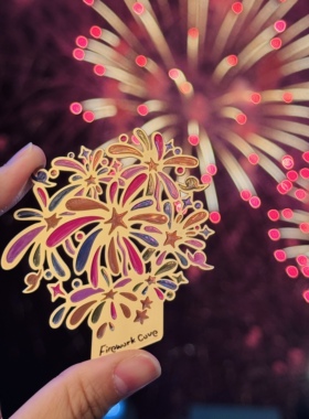 烟花透光书签冰箱贴金属伴手礼物纪念品旅游花火大会跨年生日文创