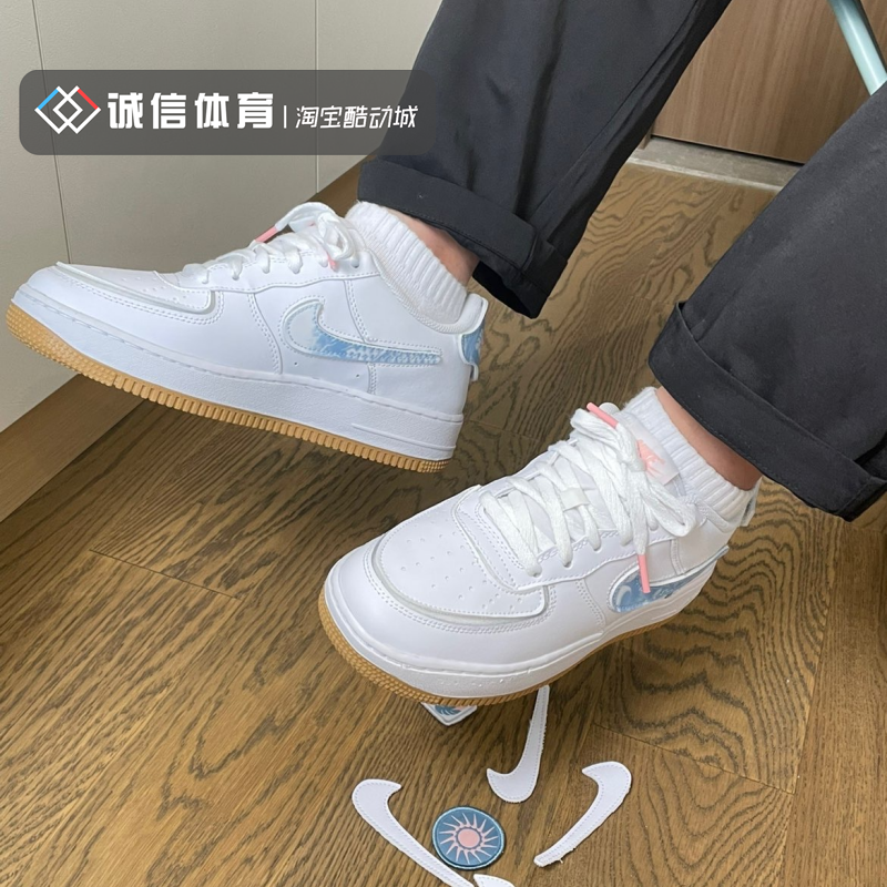 nike air force 1 af1 空军一号 白蓝女低帮休闲板鞋dm1020-100