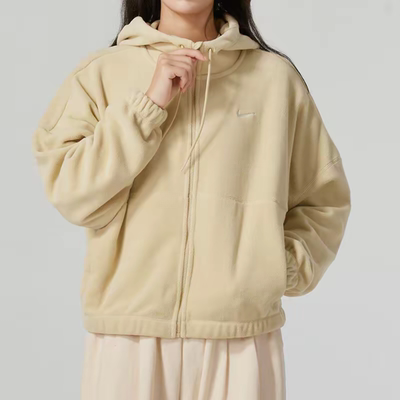 Nike耐克女子摇粒绒保暖运动休闲舒适百搭连帽夹克外套HQ4878-783