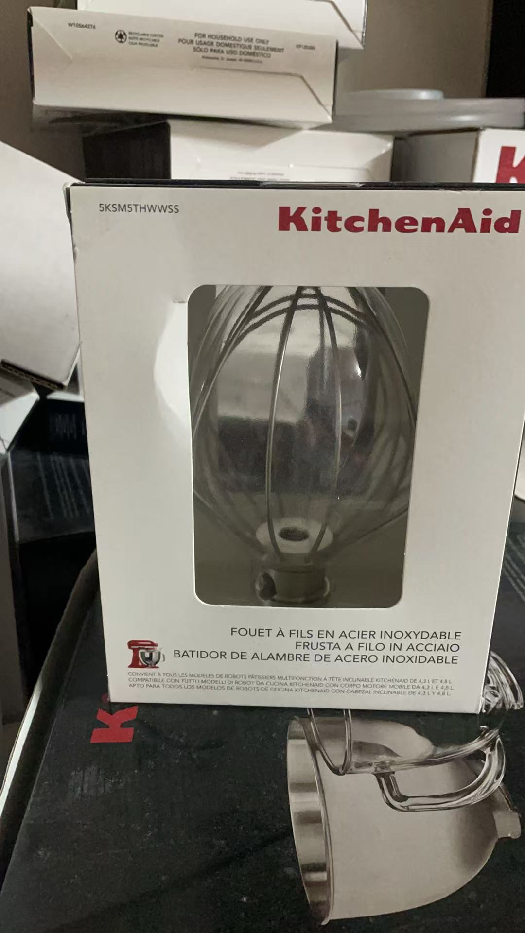 美国KitchenAid 厨宝配件5K45/5KSM150凯膳怡不锈钢打蛋器搅拌头