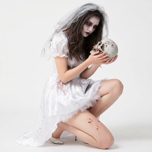 万圣节恐怖血腥鬼新娘服装女丧尸