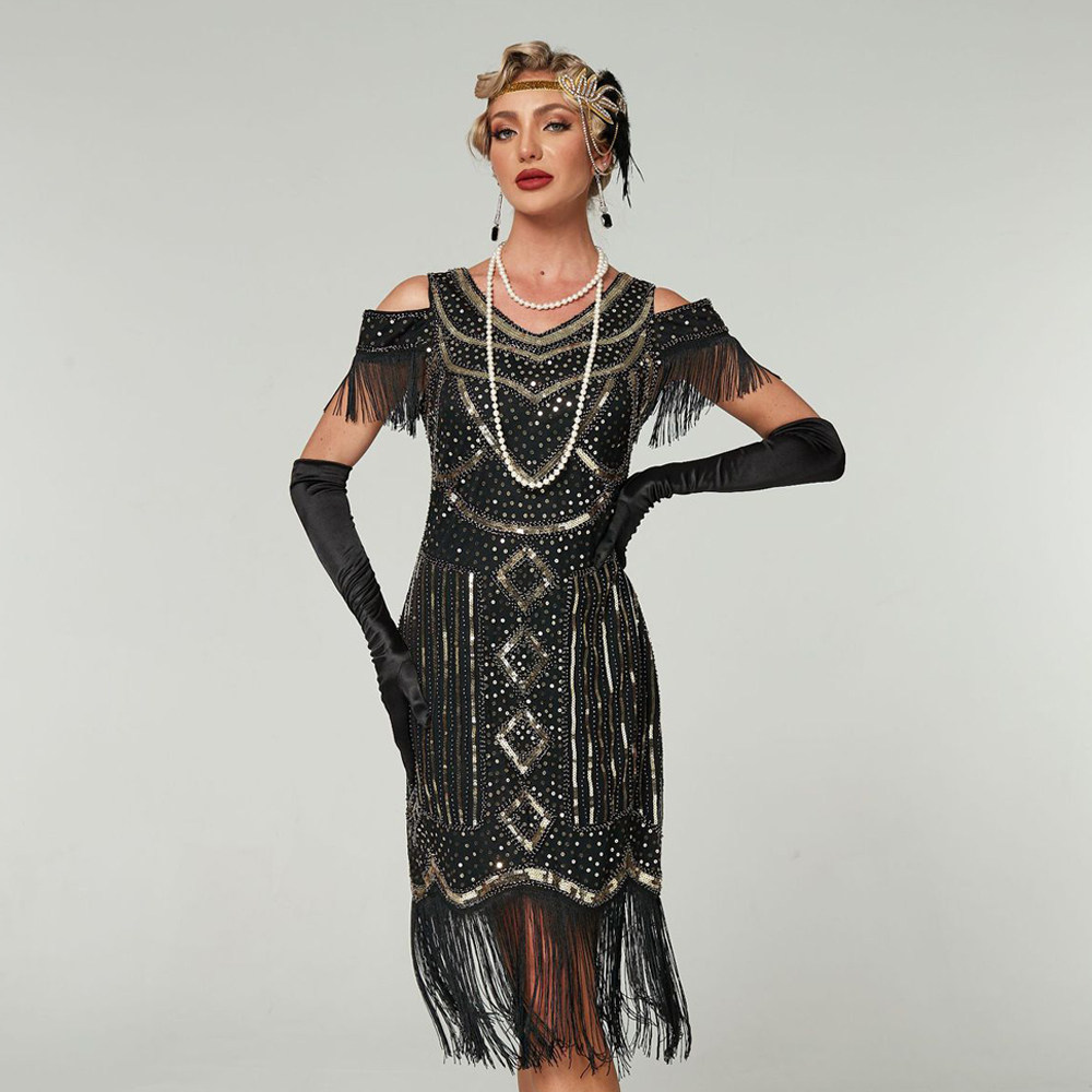 派对晚宴亮片流苏小礼服盖茨比风