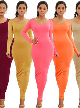 Autumn Womens Long Dress Soft Polyester Fabric Dresses Qunzi