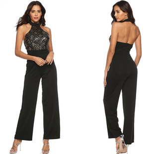 Sequins Women Top Backless Playsuits 清仓 Jumpsuits 连体裤