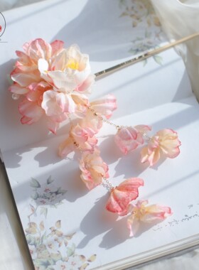 沅思阁发簪绢花古风长流苏汉服
