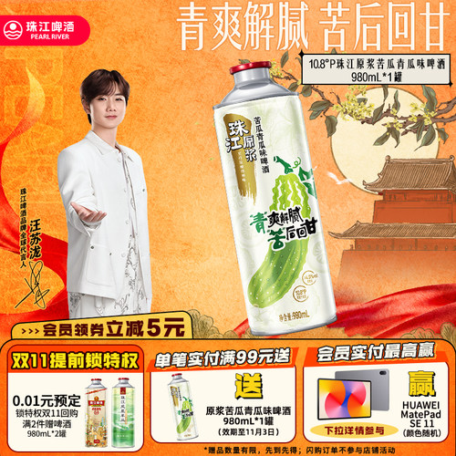珠江原浆苦瓜青瓜味啤酒980mL