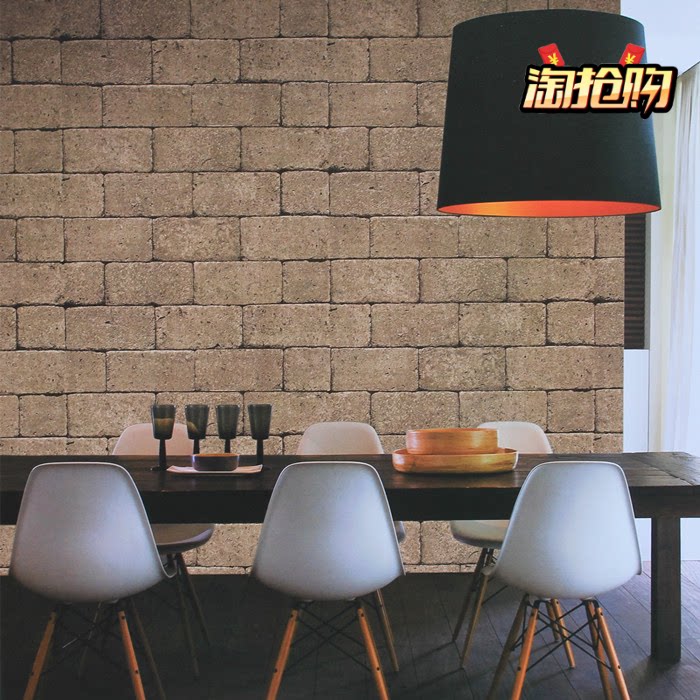 墙纸大砖纹 仿古文化 特色民族风 城墙土坯泥方砖 古青砖壁纸加厚