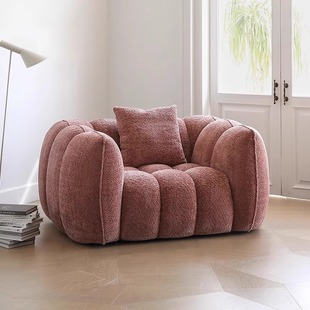 北欧南瓜沙发设计师单人休闲沙发法式 复古风宁静粉现代双三人沙发