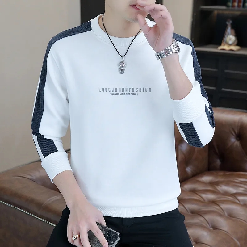 清仓捡漏圆领卫衣男士休闲加厚拼色潮牌中青年打底衫长袖T恤男