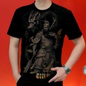 T恤男士 体恤大码 欧货烫钻夏季 潮流龙纹圆领半袖 上衣 新款 冰丝短袖