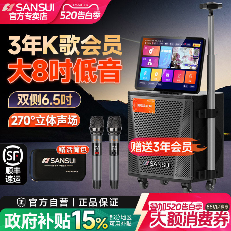 2026新款山水TD087 广场舞音响带显示屏音箱户外K歌卡拉OK一体机