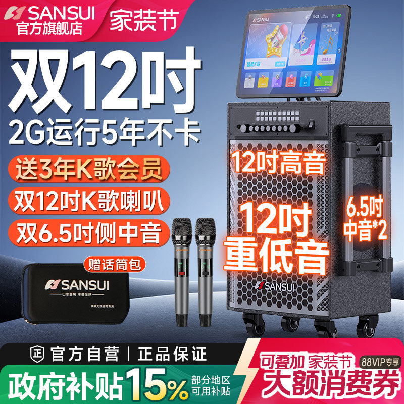 山水TD128 双12寸户外K歌音响广场舞音箱带显示屏家庭KTV
