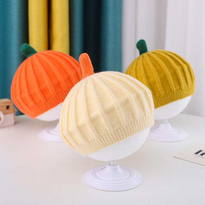 儿童贝雷帽可爱超萌宝宝帽子秋冬女孩洋气韩版公主针织毛线画家帽
