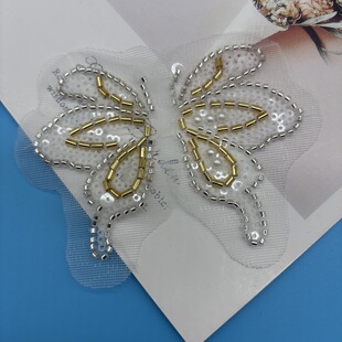 子装 胸花外贸服装 饰女装 口补丁童装 辅料 袖 电脑绣花蝴蝶珠绣布贴袖