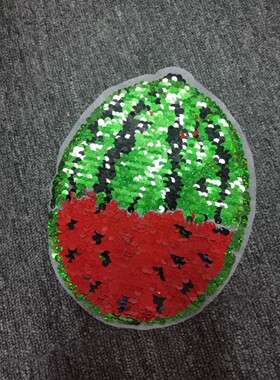 2022年早春新款现货绿色亮片珠片翻片西瓜布贴辅料服装装饰直播款