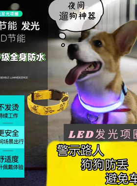 宠物led 通用亮灯项圈防丢警示尼龙围脖泰迪比熊金毛狗荧发光颈链