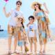 母女洋装 亲子装 T恤套装 短袖 海边沙滩度假 一家三口四口2026新款