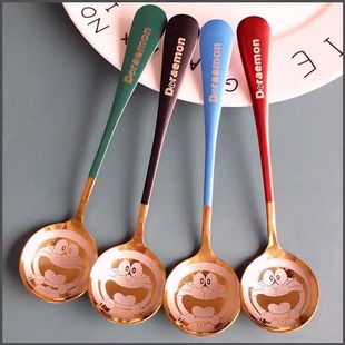 网红勺子个性汤勺调羹汤匙家用大号学生不锈钢成人机器猫哆啦A梦