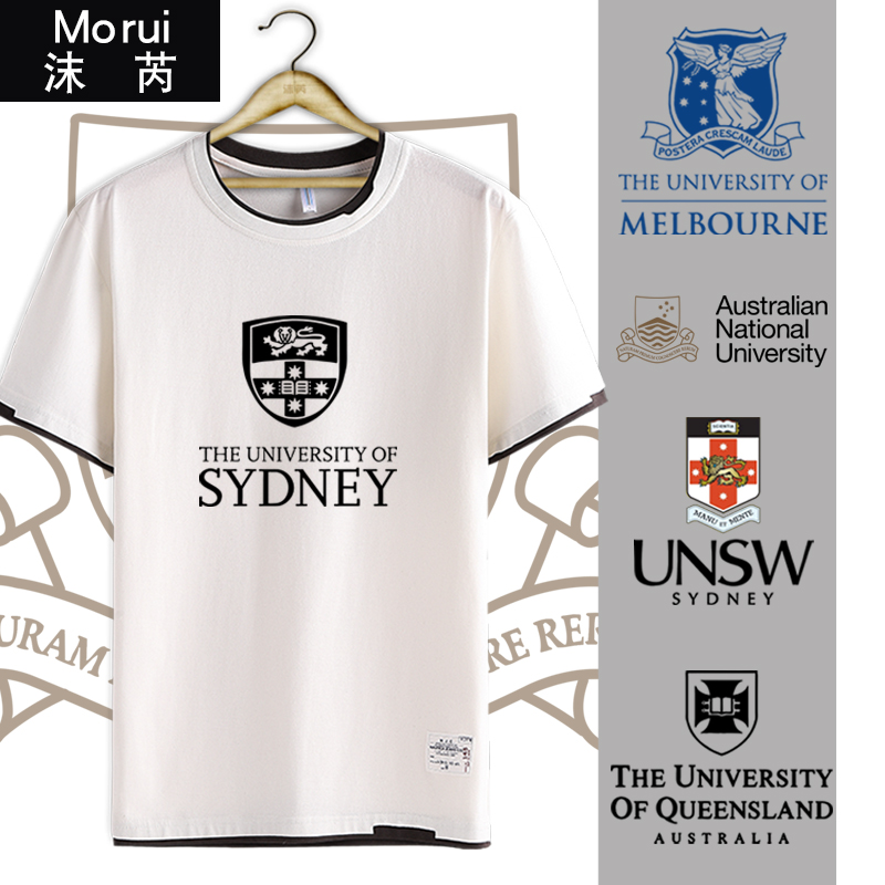 澳大利亚高校国立大学拼接t恤衫