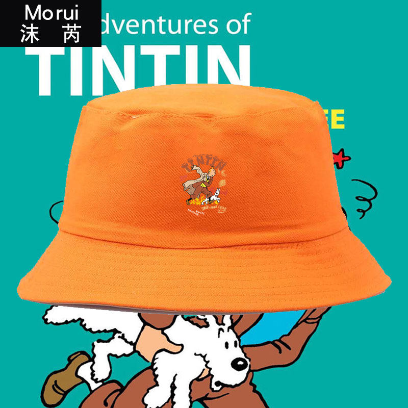 丁丁历险记国潮联名动漫卡通周边渔夫帽男女盆帽子沙滩防晒遮阳帽