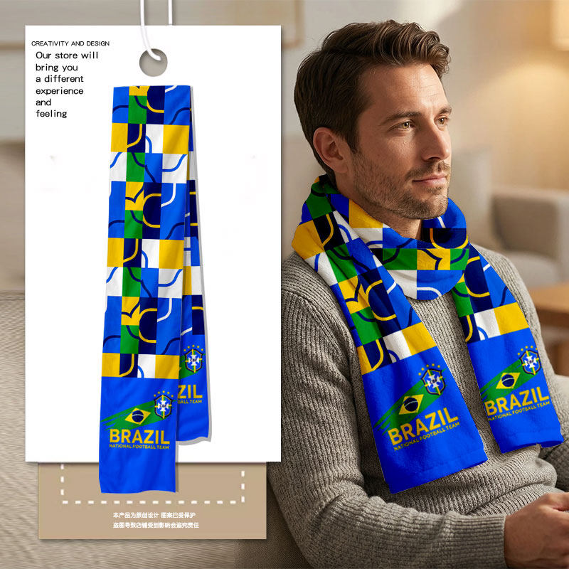 巴西队2026世界杯五星巴西足球迷围巾围脖男女加油助威服保暖披肩,服饰配件/皮带/帽子/围巾,围巾/丝巾/披肩,淘宝优惠券,粉丝福利购,淘宝优惠卷