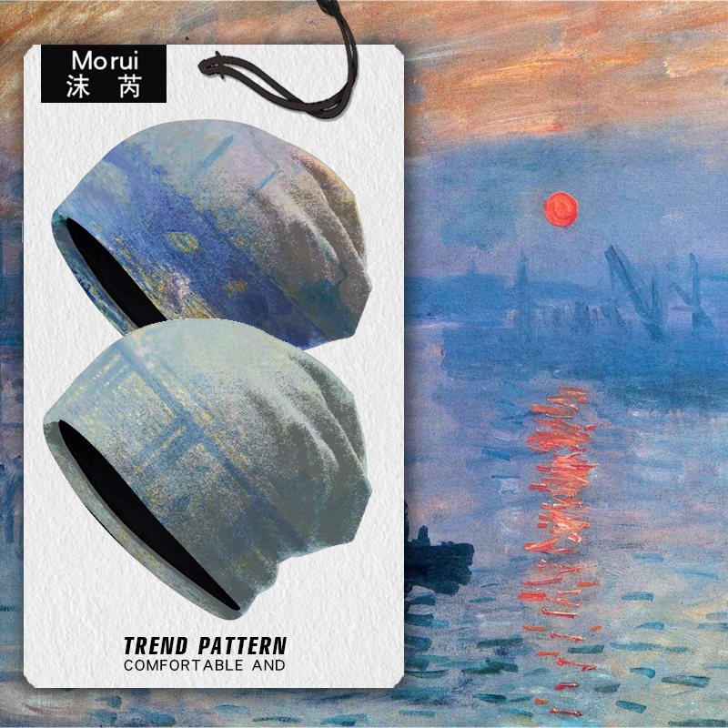 莫奈睡莲名画系列印象派包头帽